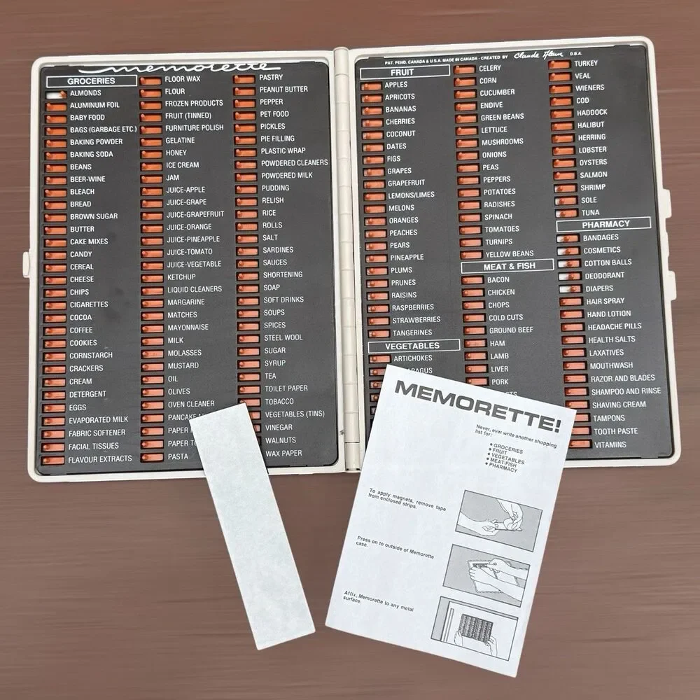 CLAUDE ALAIN Vintage MEMORETTE Grocery Shopping List Slide Tab Reminder 1960s